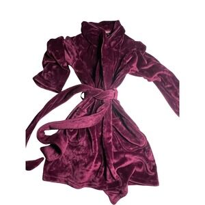 Victoria's‎ Secret Plush Velour Robe Purple M L G Tie Belt Shawl Collar